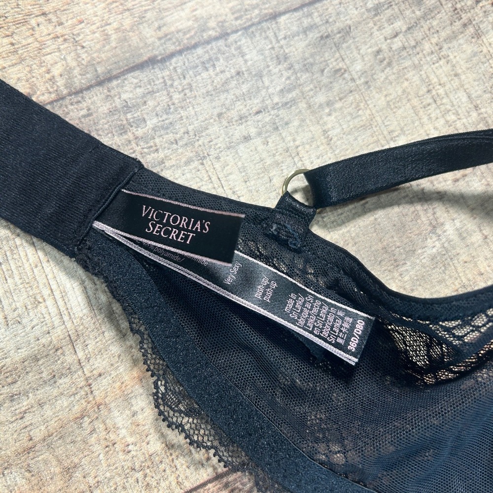 Victoria's Secret Black Lace Mesh Very Sexy Push-Up Underwire Bra 36D - Picture 7 of 7